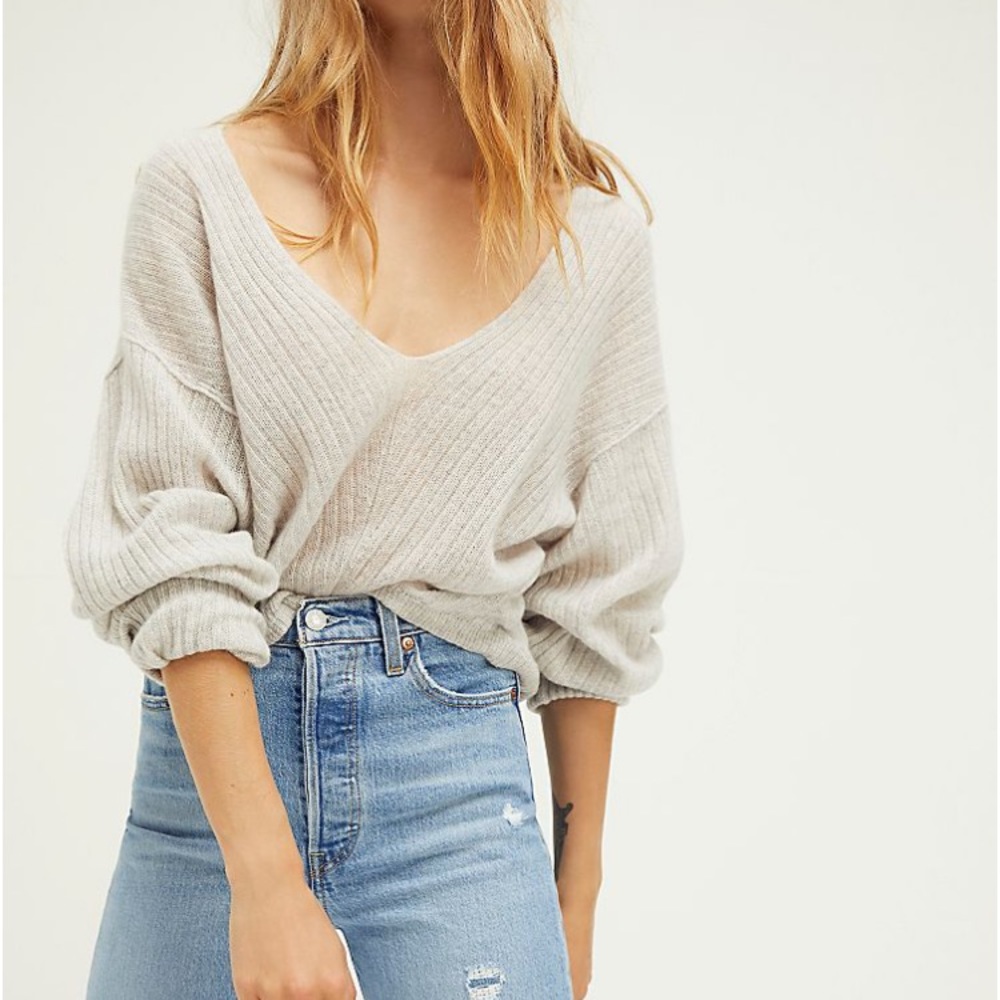 NWT Free People Elias cashmere v sweater